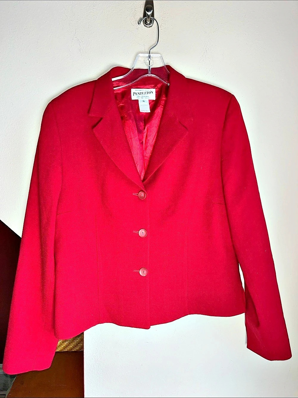 Pendleton Scarlet Tomato Holiday Red Wool Blazer Size 10